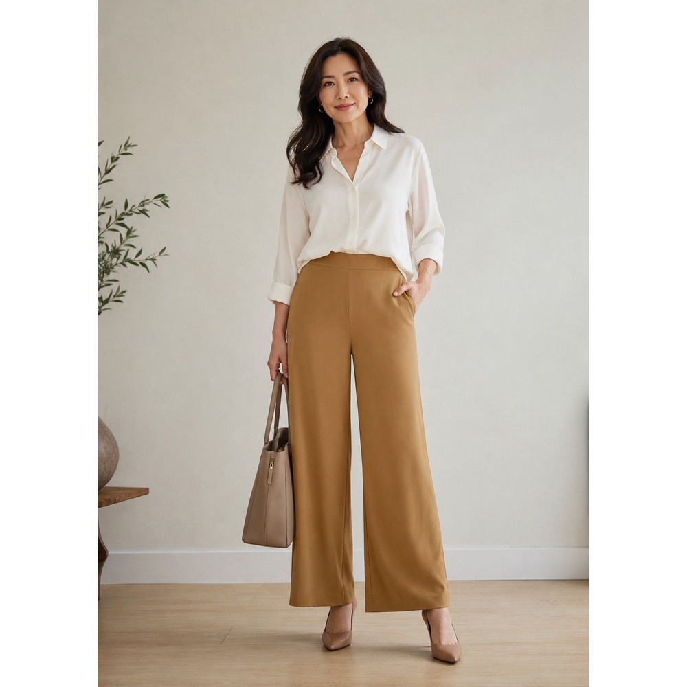 Chico's Juliet Wide Leg Pants Womens 14R 2.5R Tan New So Slimming Camel Ponte